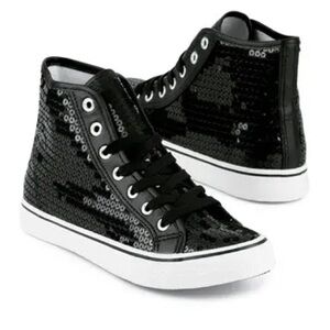 Black Sequin High-Top Sneakers